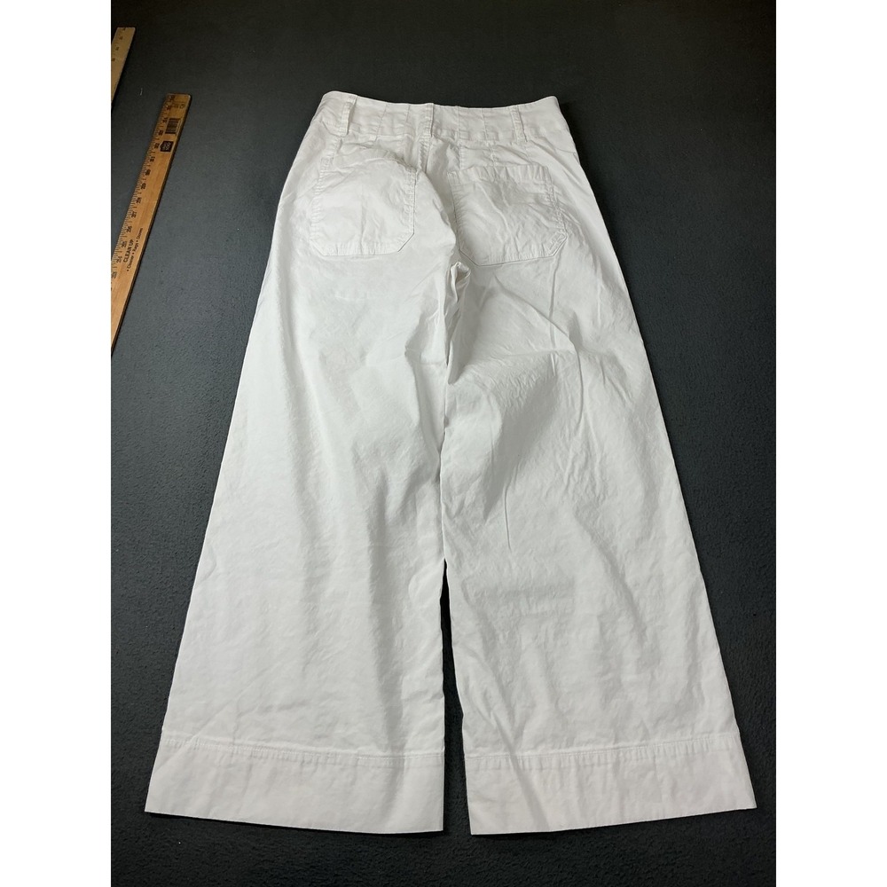 Maeve Pants Womens 29 White Cropped Wide-Leg Twill Stretch Pockets Cuffed - Picture 10 of 11